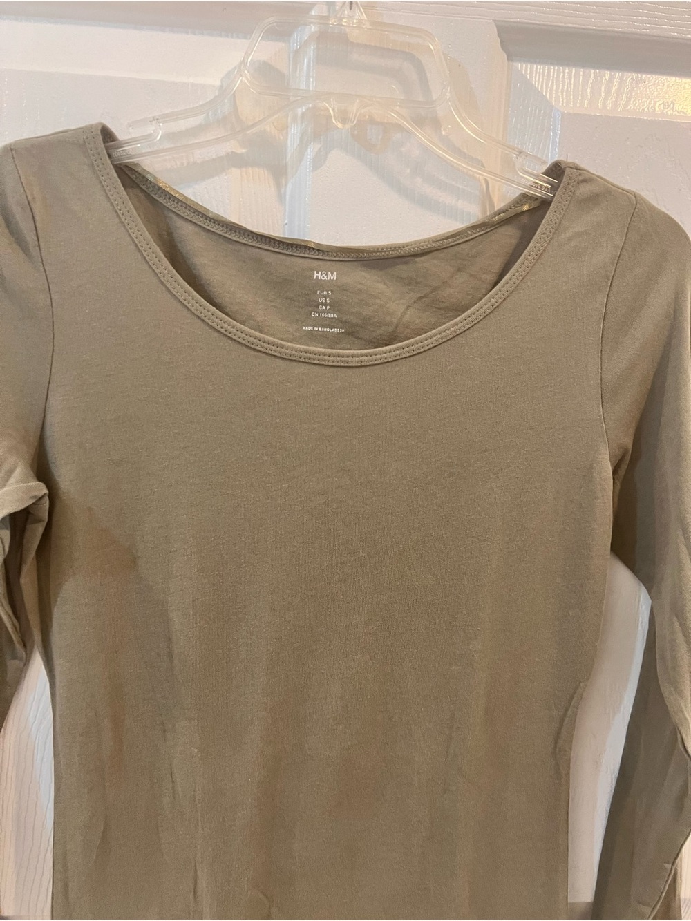 H&M Olive Green Long Sleeve Scoop Neck Top